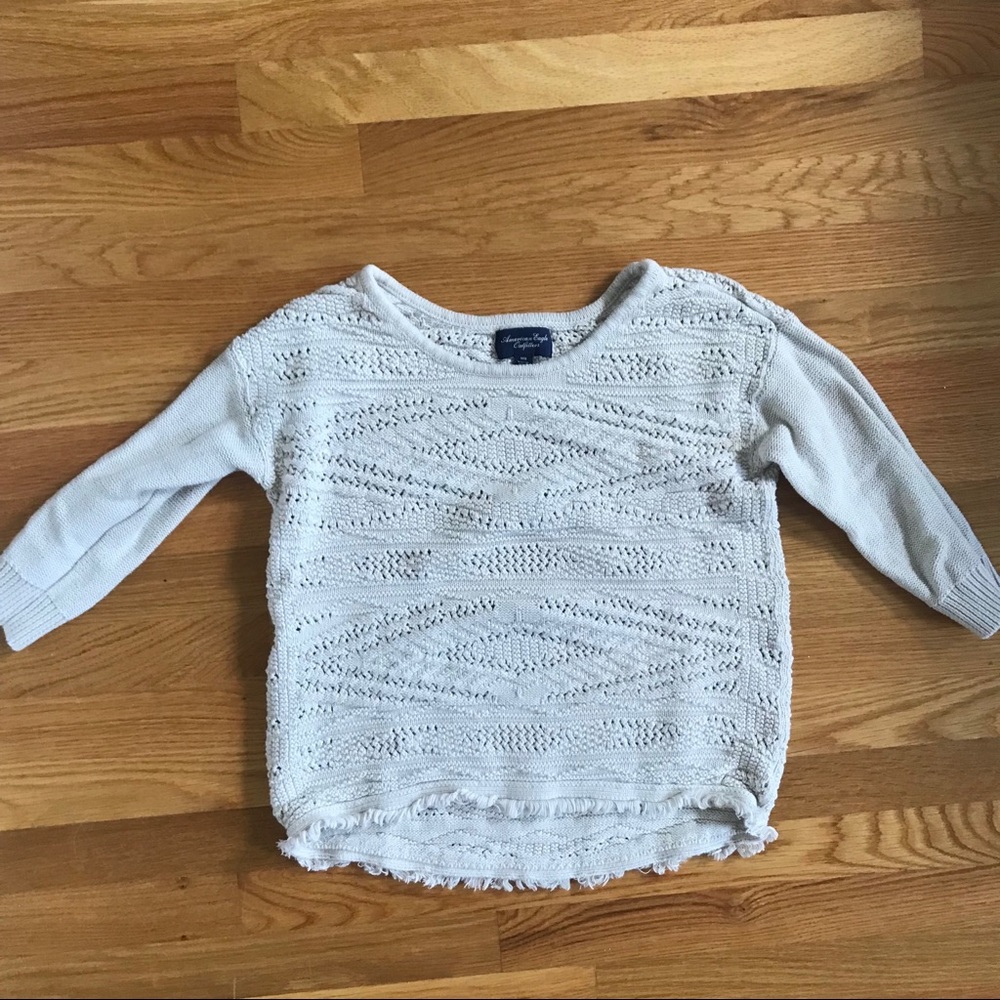 3/4 sleeve beige sweater